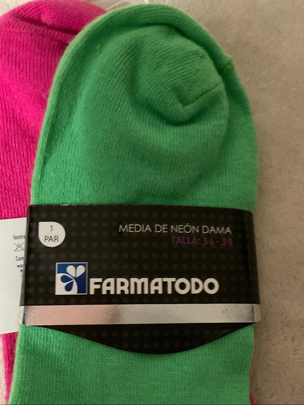 Primark Neon Pink & Neon Green Low Cut Ankle Socks - Pack of 2